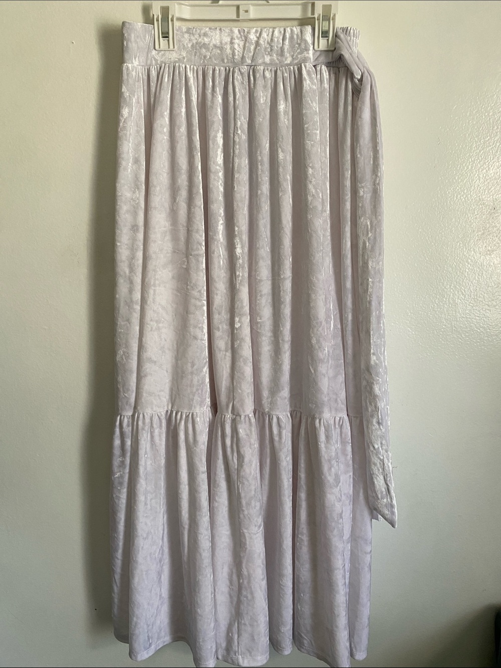 Light Lilac Velvet Maxi Skirt with Side Tie